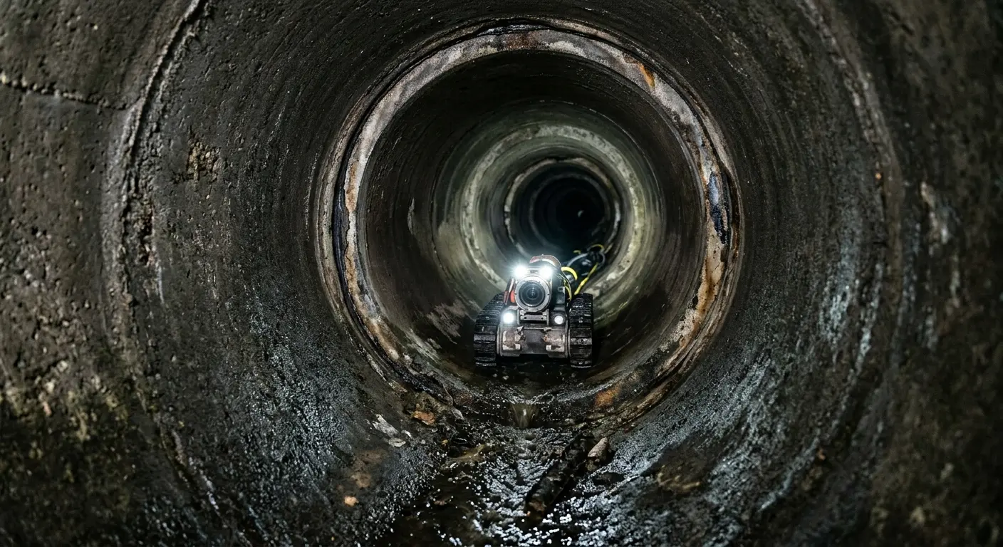 Robotic sewer camera inspecting pipe interior for Drain Snake Service in Tuskegee